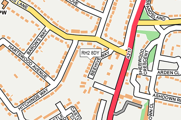 RH2 8DY map - OS OpenMap – Local (Ordnance Survey)
