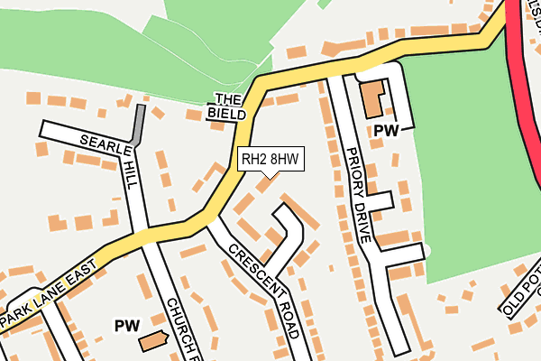 RH2 8HW map - OS OpenMap – Local (Ordnance Survey)