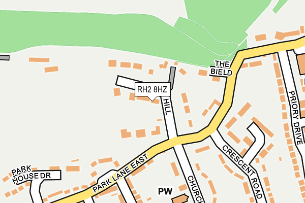RH2 8HZ map - OS OpenMap – Local (Ordnance Survey)