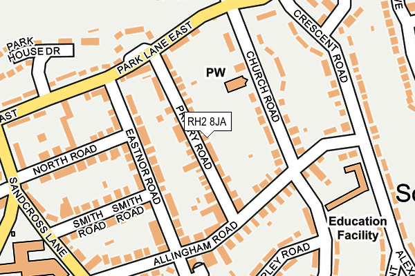 RH2 8JA map - OS OpenMap – Local (Ordnance Survey)