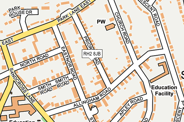 RH2 8JB map - OS OpenMap – Local (Ordnance Survey)