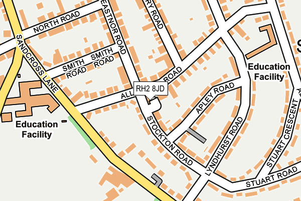 RH2 8JD map - OS OpenMap – Local (Ordnance Survey)