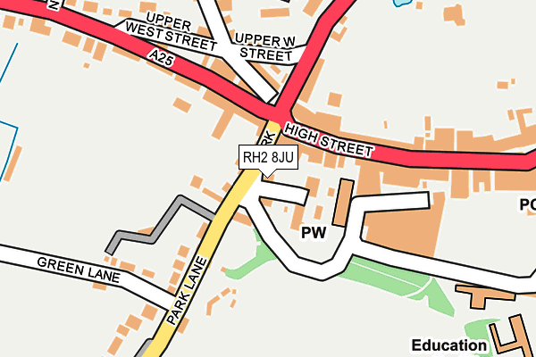RH2 8JU map - OS OpenMap – Local (Ordnance Survey)