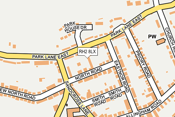 RH2 8LX map - OS OpenMap – Local (Ordnance Survey)