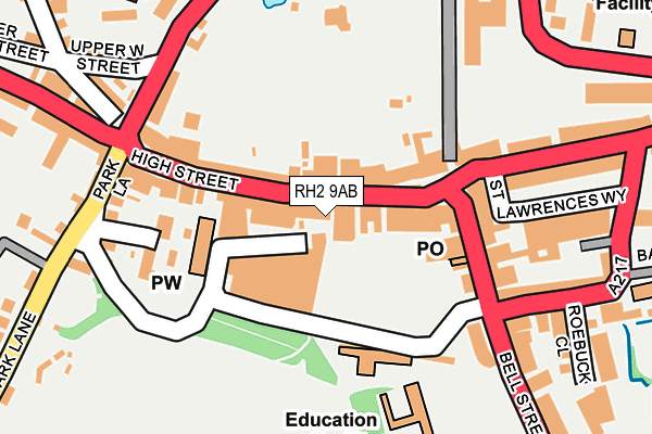 RH2 9AB map - OS OpenMap – Local (Ordnance Survey)