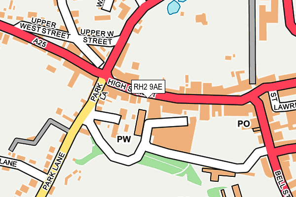 RH2 9AE map - OS OpenMap – Local (Ordnance Survey)