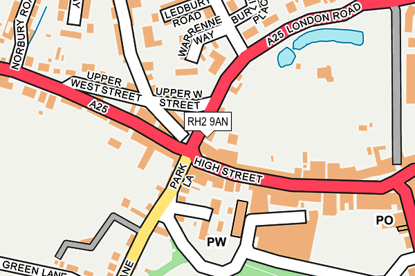 RH2 9AN map - OS OpenMap – Local (Ordnance Survey)