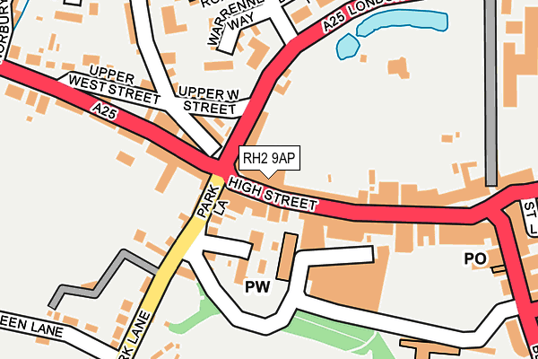 RH2 9AP map - OS OpenMap – Local (Ordnance Survey)