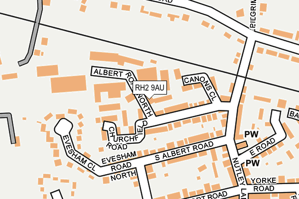 RH2 9AU map - OS OpenMap – Local (Ordnance Survey)