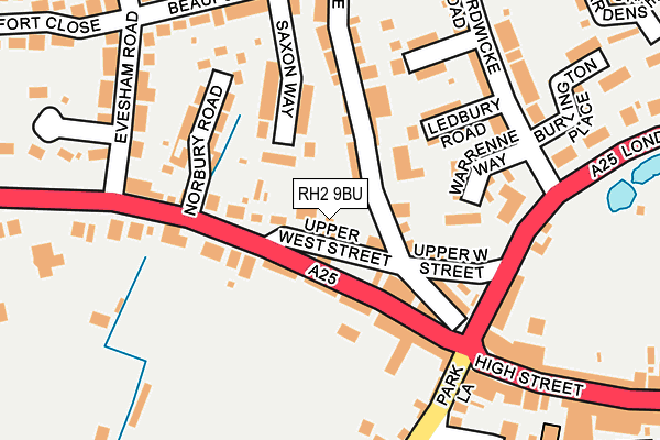 RH2 9BU map - OS OpenMap – Local (Ordnance Survey)