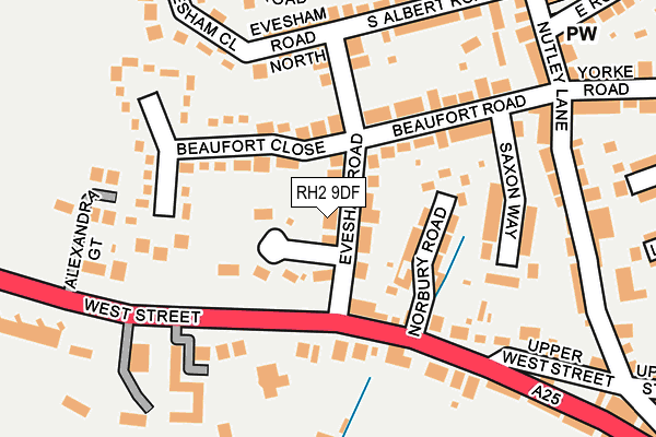 RH2 9DF map - OS OpenMap – Local (Ordnance Survey)