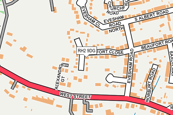 RH2 9DG map - OS OpenMap – Local (Ordnance Survey)
