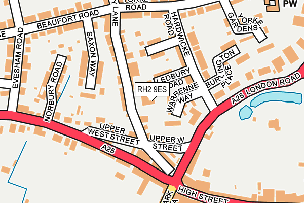 RH2 9ES map - OS OpenMap – Local (Ordnance Survey)
