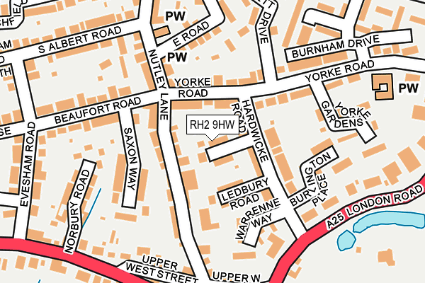 RH2 9HW map - OS OpenMap – Local (Ordnance Survey)