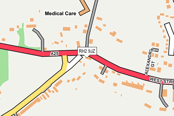 RH2 9JZ map - OS OpenMap – Local (Ordnance Survey)