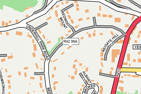 RH2 9NA map - OS OpenMap – Local (Ordnance Survey)