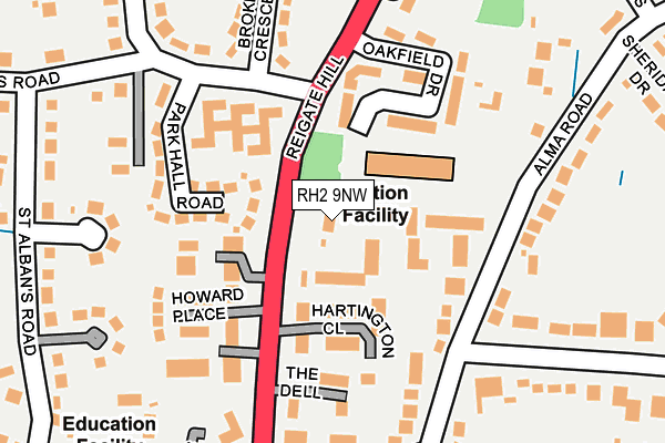 RH2 9NW map - OS OpenMap – Local (Ordnance Survey)