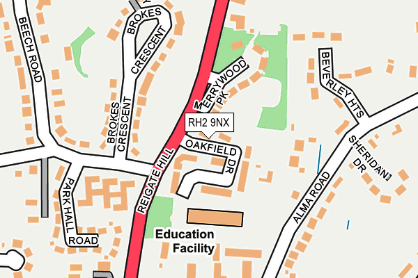 RH2 9NX map - OS OpenMap – Local (Ordnance Survey)
