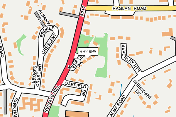 RH2 9PA map - OS OpenMap – Local (Ordnance Survey)