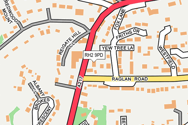 RH2 9PD map - OS OpenMap – Local (Ordnance Survey)