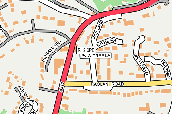 RH2 9PE map - OS OpenMap – Local (Ordnance Survey)