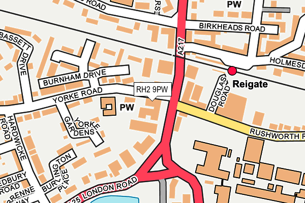 RH2 9PW map - OS OpenMap – Local (Ordnance Survey)