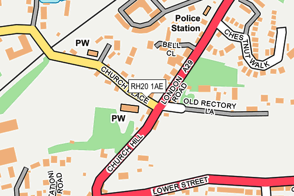 RH20 1AE map - OS OpenMap – Local (Ordnance Survey)