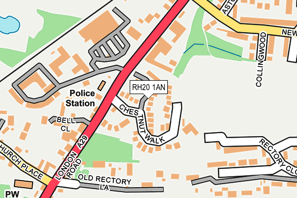 RH20 1AN map - OS OpenMap – Local (Ordnance Survey)