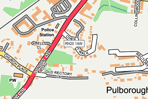 RH20 1AW map - OS OpenMap – Local (Ordnance Survey)