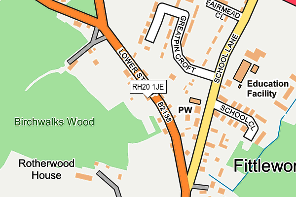 RH20 1JE map - OS OpenMap – Local (Ordnance Survey)