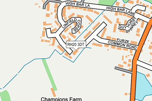 RH20 3DT map - OS OpenMap – Local (Ordnance Survey)