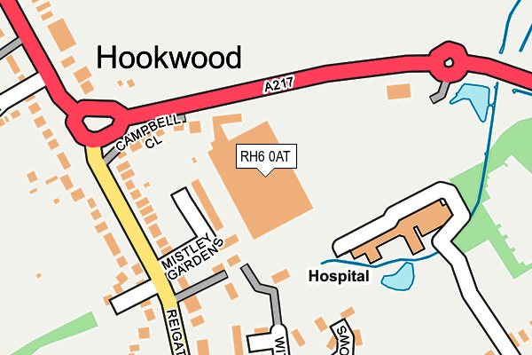 RH6 0AT map - OS OpenMap – Local (Ordnance Survey)