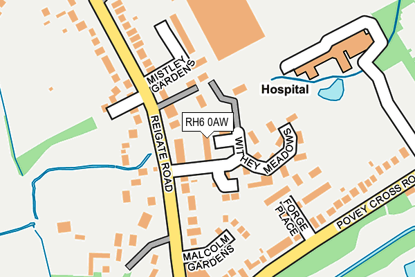 RH6 0AW map - OS OpenMap – Local (Ordnance Survey)