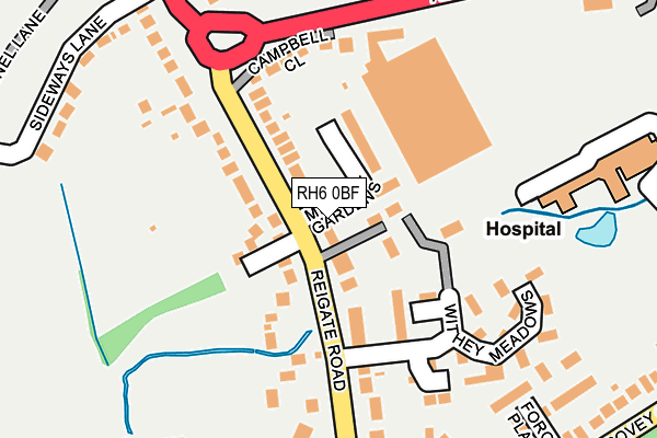 RH6 0BF map - OS OpenMap – Local (Ordnance Survey)