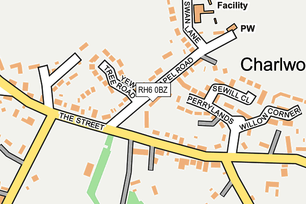 RH6 0BZ map - OS OpenMap – Local (Ordnance Survey)