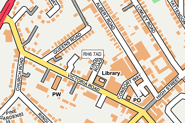 RH6 7AD map - OS OpenMap – Local (Ordnance Survey)