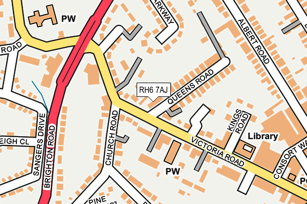 RH6 7AJ map - OS OpenMap – Local (Ordnance Survey)