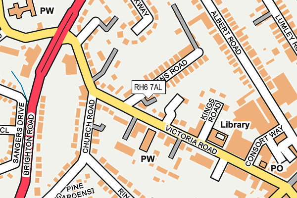 RH6 7AL map - OS OpenMap – Local (Ordnance Survey)