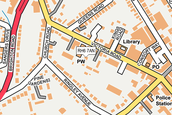 RH6 7AN map - OS OpenMap – Local (Ordnance Survey)