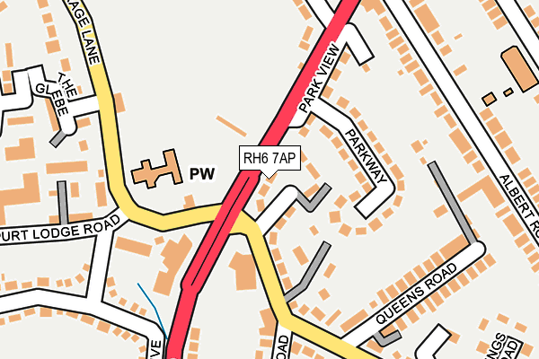 RH6 7AP map - OS OpenMap – Local (Ordnance Survey)