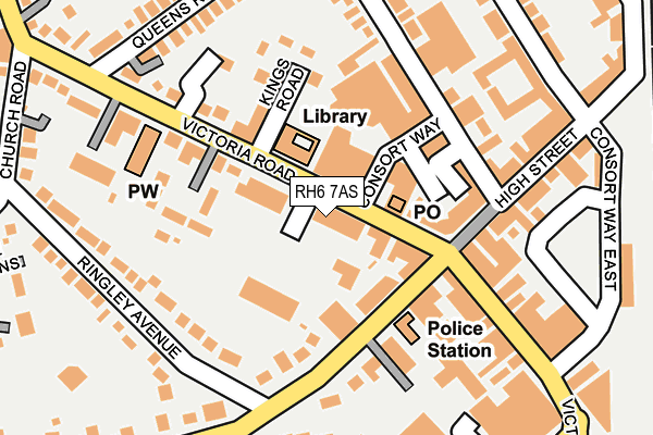 RH6 7AS map - OS OpenMap – Local (Ordnance Survey)
