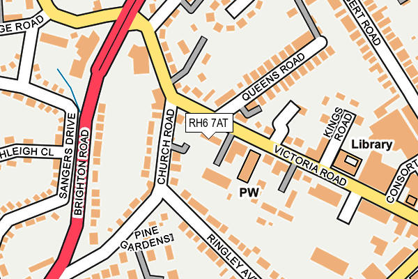 RH6 7AT map - OS OpenMap – Local (Ordnance Survey)