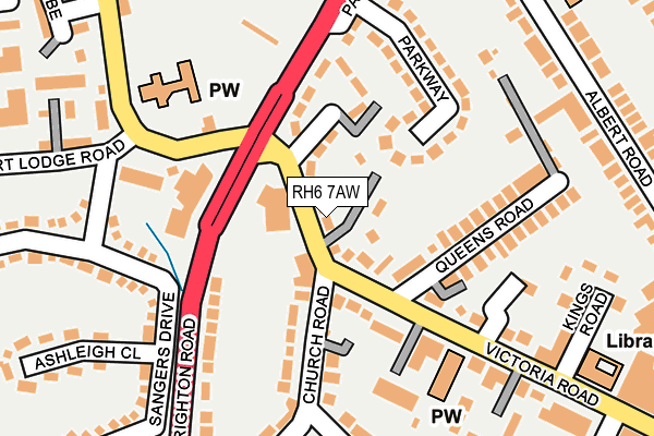 RH6 7AW map - OS OpenMap – Local (Ordnance Survey)