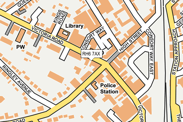 RH6 7AX map - OS OpenMap – Local (Ordnance Survey)