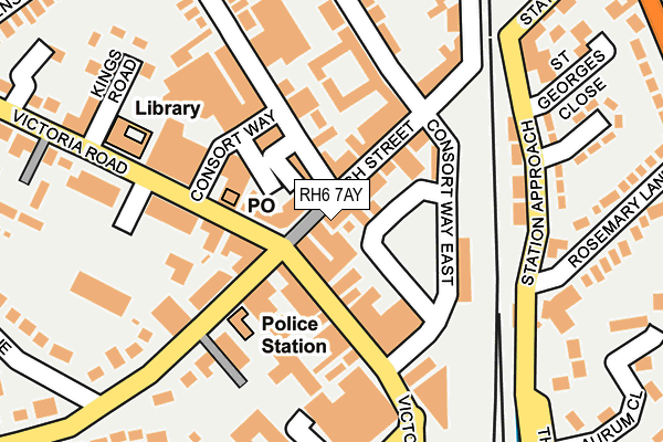 RH6 7AY map - OS OpenMap – Local (Ordnance Survey)