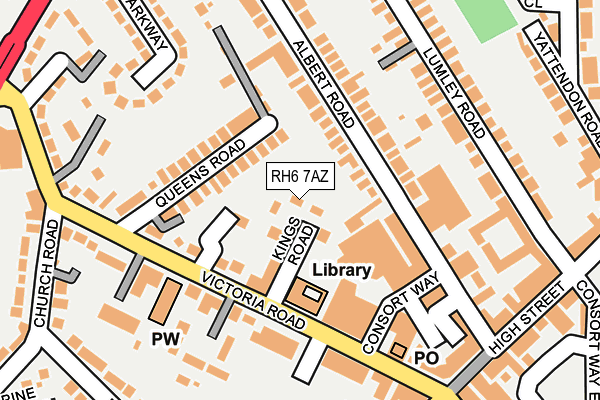 RH6 7AZ map - OS OpenMap – Local (Ordnance Survey)