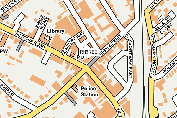 RH6 7BE map - OS OpenMap – Local (Ordnance Survey)