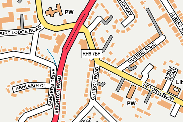 RH6 7BF map - OS OpenMap – Local (Ordnance Survey)