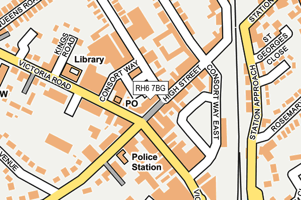 RH6 7BG map - OS OpenMap – Local (Ordnance Survey)