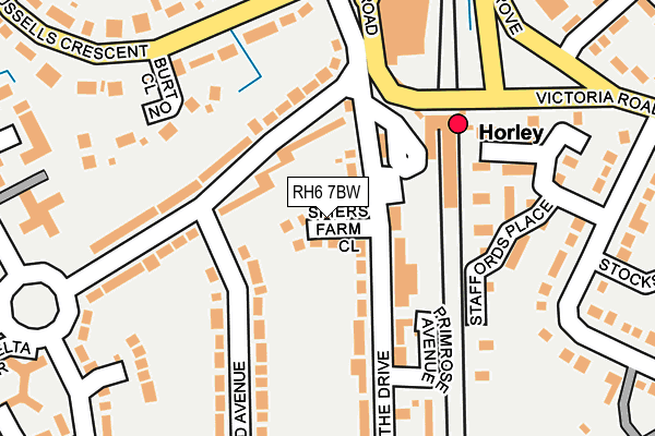 RH6 7BW map - OS OpenMap – Local (Ordnance Survey)